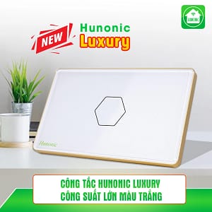 Công Tắc Hunonic CSL Luxury Hình Chữ Nhật/Vuông Viền vàng