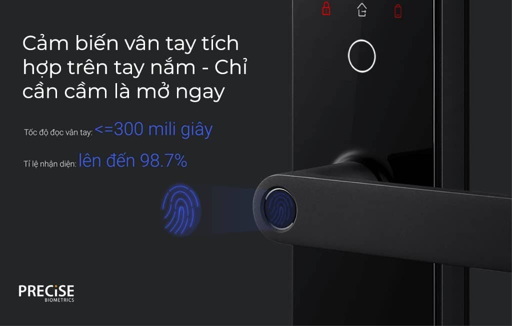 khoa-cua-thong-minh-aqara-n100-znms16lm cảm biến vân tay tích hợp trên tay nắm với khóa aqara N100